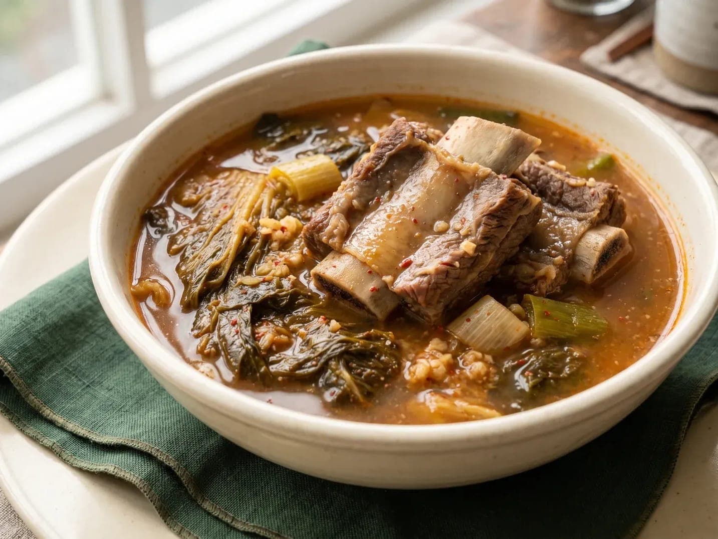 Illustration of Beef Rib Soup with Cabbage Greens (Ugeoji-galbitang)