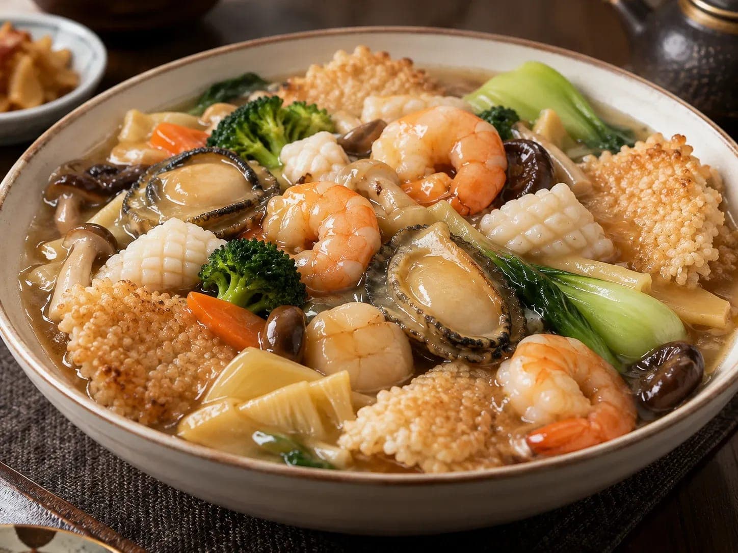 Illustration of Seafood Sizzling Rice Soup (Nurungji-tang)