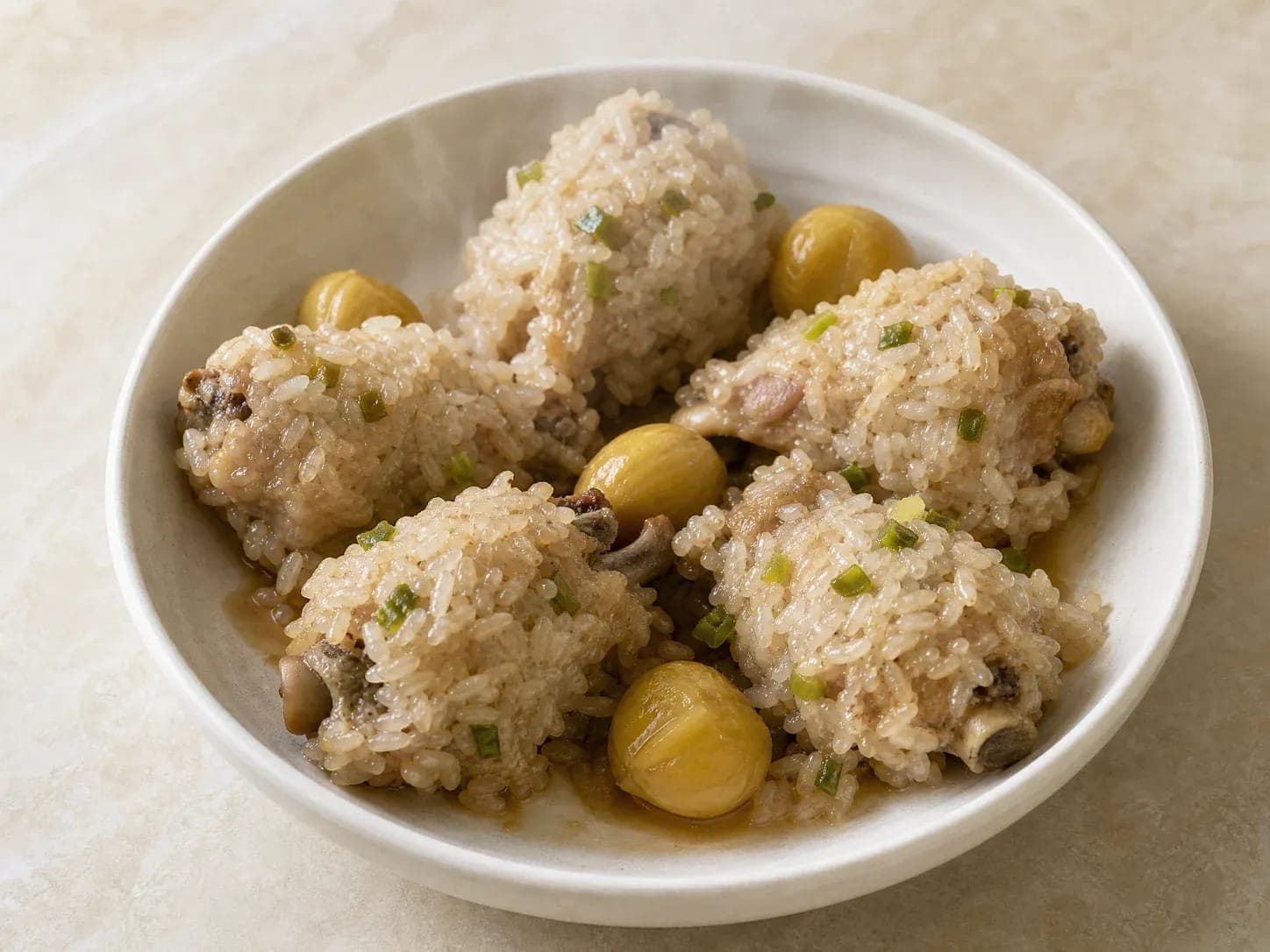 Illustration of Steamed Chicken Drumettes in Sticky Rice