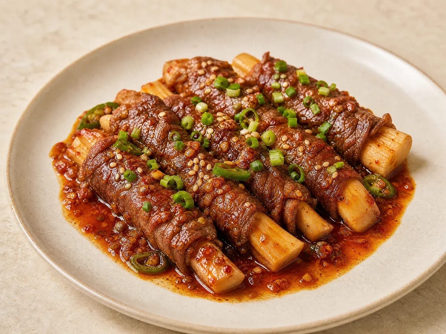 Illustration of Bulgogi-Wrapped King Oyster Mushrooms